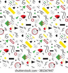 Seamless geometric pattern in retro 80s style, memphis