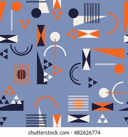 Seamless geometric pattern in retro 80s style Background