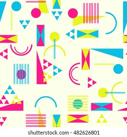 Seamless geometric pattern in retro 80s style Background