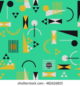 Seamless geometric pattern in retro 80s style Background