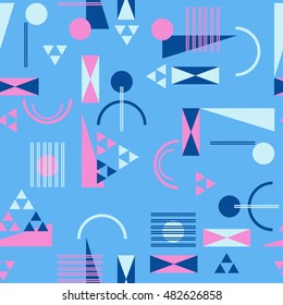 Seamless geometric pattern in retro 80s style Background