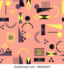 Seamless geometric pattern in retro 80s style Background