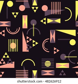 Seamless geometric pattern in retro 80s style Background