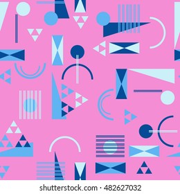 Seamless geometric pattern in retro 80s style Background