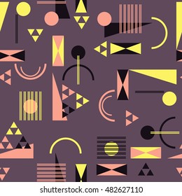 Seamless geometric pattern in retro 80s style Background