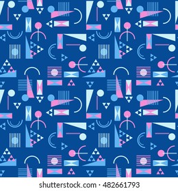 Seamless geometric pattern in retro 80s style Background