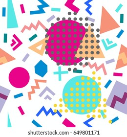 Seamless geometric pattern in retro 80s style