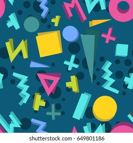 Seamless geometric pattern in retro 80s style