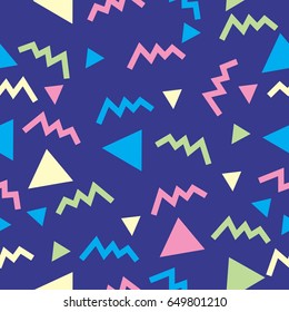 Seamless geometric pattern in retro 80s style