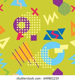 Seamless geometric pattern in retro 80s style