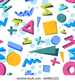 Seamless geometric pattern in retro 80s style