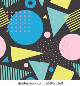 Seamless geometric pattern in retro 80s style. Memphis style.