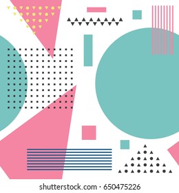 Seamless geometric pattern in retro 80s style. Memphis style.