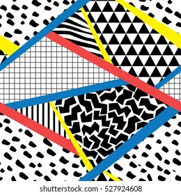 Seamless geometric pattern in retro abstract style
