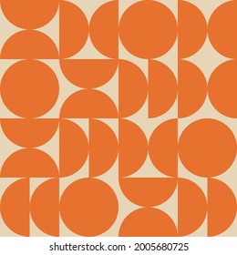 Seamless geometric pattern in retro bauhaus style. Trendy simple colorful texture