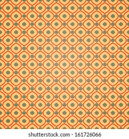 Seamless geometric pattern in retro colors on yellow background, vector illustration for your design