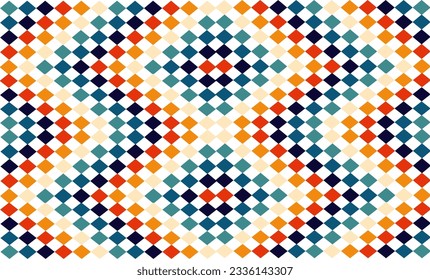 seamless geometric pattern, retro diamond shapes seamless pattern in teal, green, orange, red, blue and yellow. For home décor, textile and fabric printing, diamond of diamond pattern patchwork