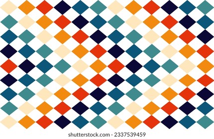 seamless geometric pattern, retro diamond shapes seamless pattern in teal, green, orange, red, blue and yellow. For home décor, textile and fabric printing, diamond of diamond pattern patchwork
