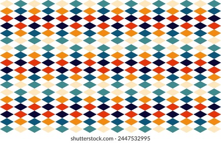 seamless geometric pattern, retro diamond shapes seamless pattern in teal, green, orange, red, blue and yellow. For home décor, textile and fabric printing
