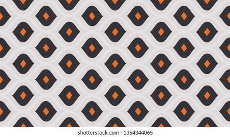 Seamless geometric pattern.  Retro fabric texture wallpaper.  Color mosaic shapes background.  Seamless vector pattern. 