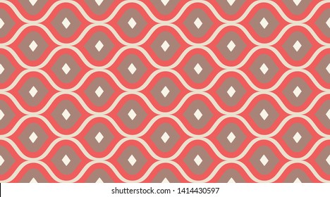 Seamless geometric pattern.  Retro fabric texture wallpaper.  Color mosaic shapes background.  Seamless vector pattern. 