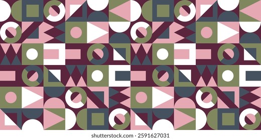 Seamless geometric pattern in retro memphis style.  Colorful background.
