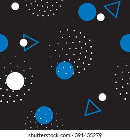 Seamless geometric pattern in retro, memphis 80s style