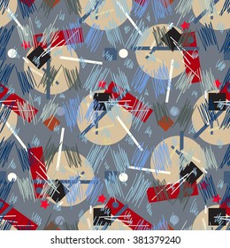 Seamless geometric pattern retro style "Vanguard and the revolution" vector, hand drawn illustration.