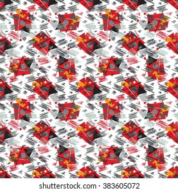 Seamless geometric pattern retro style "Vanguard and the revolution" vector, hand drawn illustration.