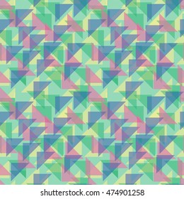 Seamless geometric pattern in retro style. Vector repeating background with shapes for textile design, wrapping paper, scrapbooking.