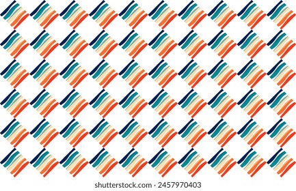 seamless geometric pattern, retro vintage color strip diamond shapes seamless pattern in teal, green, orange, red, blue and yellow checkerboard For home décor, textile and fabric printing