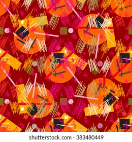 Seamless geometric pattern revolutionary whirlwind hand drawn background, vector. The structure of the geometric shapes in the style of Russian revolutionary graphics of the 20th century.
