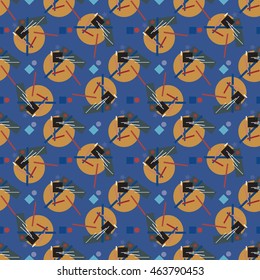 Seamless geometric pattern revolutionary whirlwind hand drawn background, vector. 