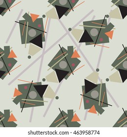 Seamless geometric pattern revolutionary whirlwind hand drawn background, vector. 