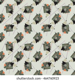 Seamless geometric pattern revolutionary whirlwind hand drawn background, vector. 