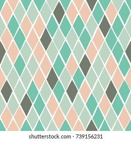Seamless geometric pattern with rhombs in a hand-drawn style. Vector template suitable for wrapping paper, fabric and bedding.