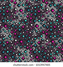 Seamless geometric pattern with rhombus. Grunge vector illustration
