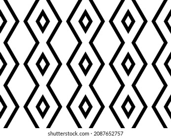 Seamless geometric pattern of 
rhombuses with continuous lines. Black elements on a white background. Modern design for textiles, posters, cards, fabrics, flyers, banners, papers, web.  EPS 10.  