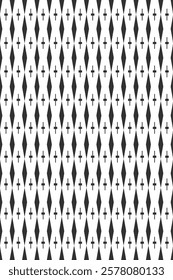 Seamless geometric pattern of rhombuses with continuous lines. Modern design for fabric, textile, carpet. Black and white background.