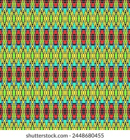 Patrón geométrico sin fisuras con rombos en colores verde, amarillo y rojo