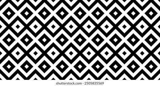 Seamless geometric pattern with rhombuses, lines. Black and white abstract background.