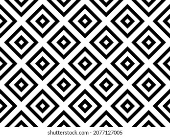 Seamless geometric pattern of rhombuses. Repeated elements in a diamond shape optical illusion. Black elements on a white background. Perfect design for web, card, poster, banner. Vector EPS 10.