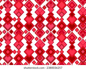 Seamless geometric pattern of rhombuses, squares in red colors