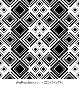 Seamless geometric pattern with rhombuses. Vector black and white background.
