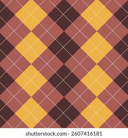 Seamless geometric pattern with rhombuses in warm shades of yellow, brown and terracotta. Ideal for textiles, wallpapers, backgrounds and design.