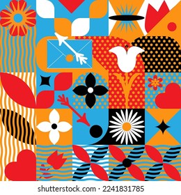 Seamless geometric pattern romantic abstraction.