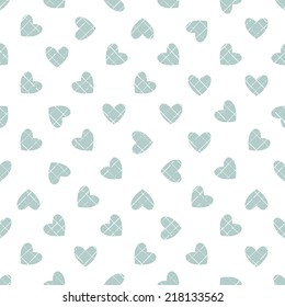 Seamless geometric pattern. Rotated hearts. Vector holiday texture with soft grunge effect