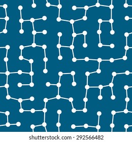 Seamless Geometric Pattern of Round Dots Connected by Straight Lines.