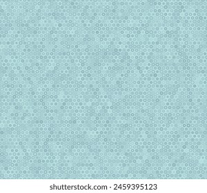 Seamless geometric pattern. Rounded stacked hexagons mosaic cells. Blue color tones. Small hexagon geometric shapes. Tileable pattern. Seamless vector illustration.