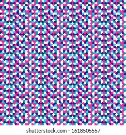 Seamless geometric pattern, saturated colors. Appropriate for fabric materials, packing materials, websites backgrounds. Sample is added to swatches panel. 